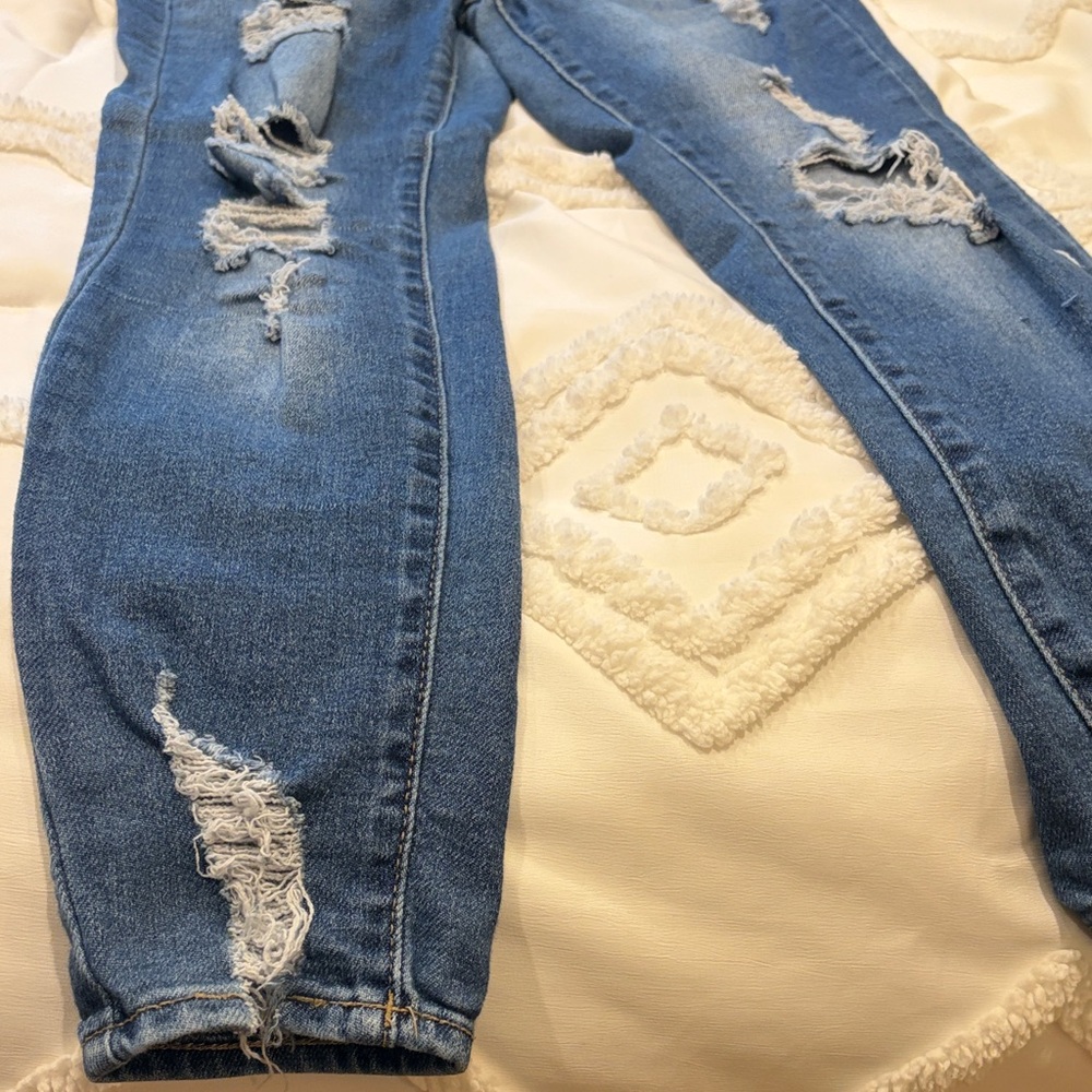 SO Juniors Vintage Vibe High Rise Ankle Skinny Jeans Blue Distressed Size 9/29W - Picture 10 of 14